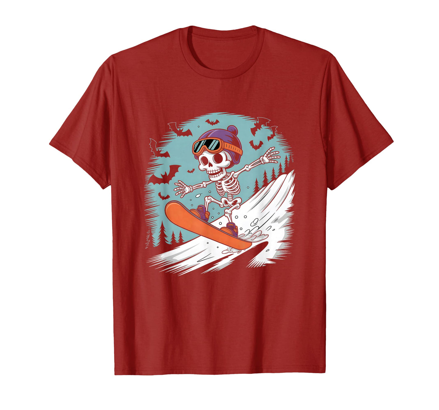Halloween Skeleton Snowboard T-Shirt