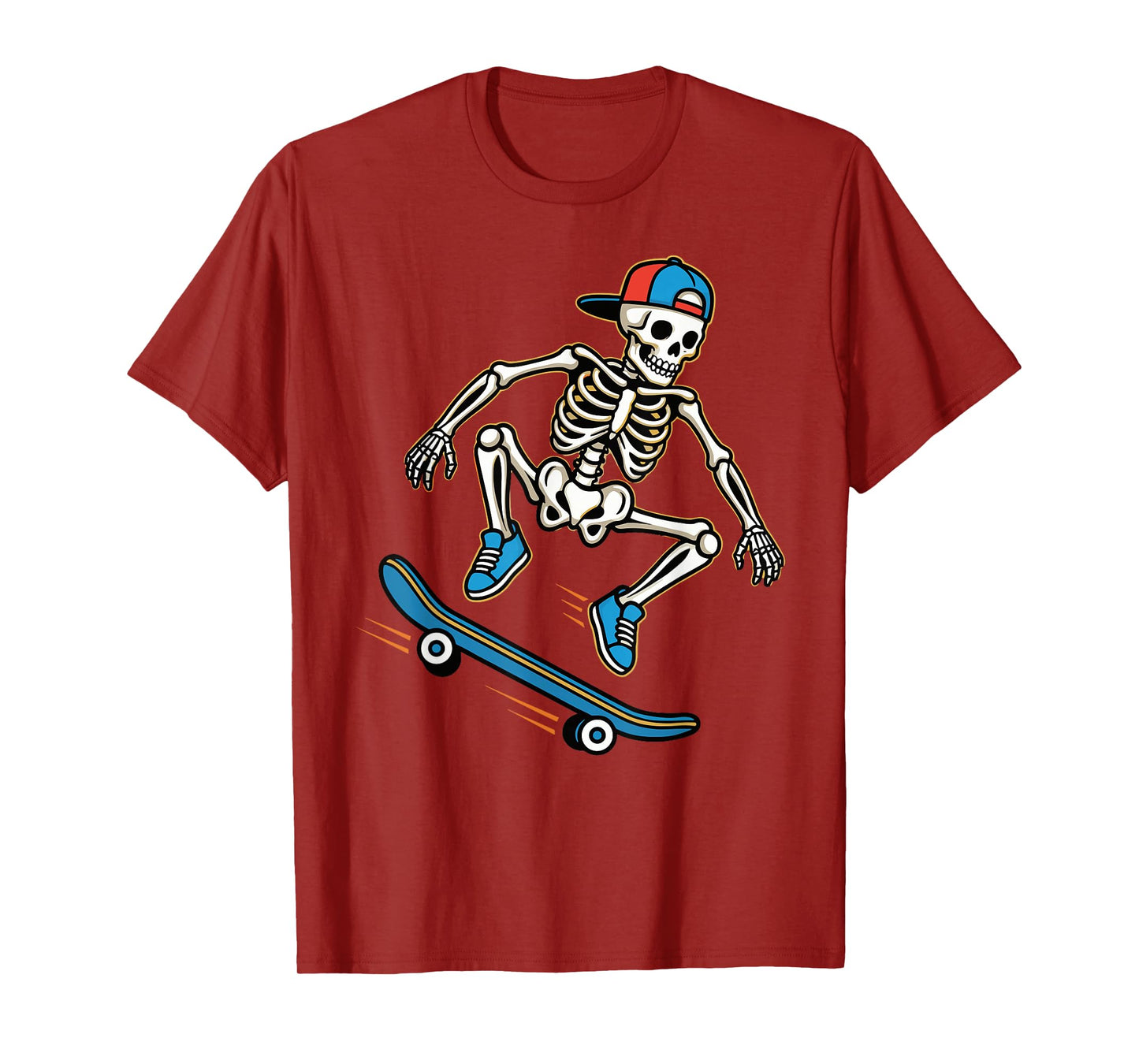 Skateboarding Skeleton Ollie Retro Skate Punk Art T-Shirt