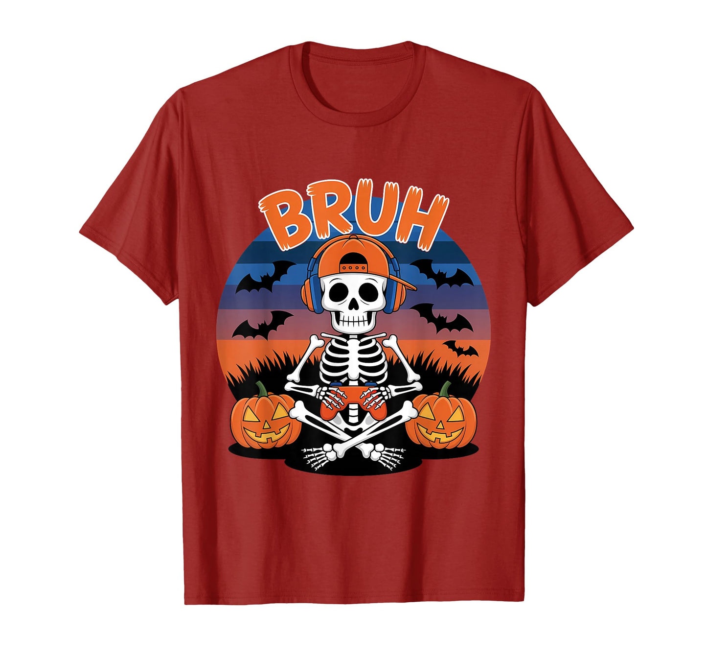 Halloween Skeleton Video Gaming Gamer Youths Men & Teens T-Shirt