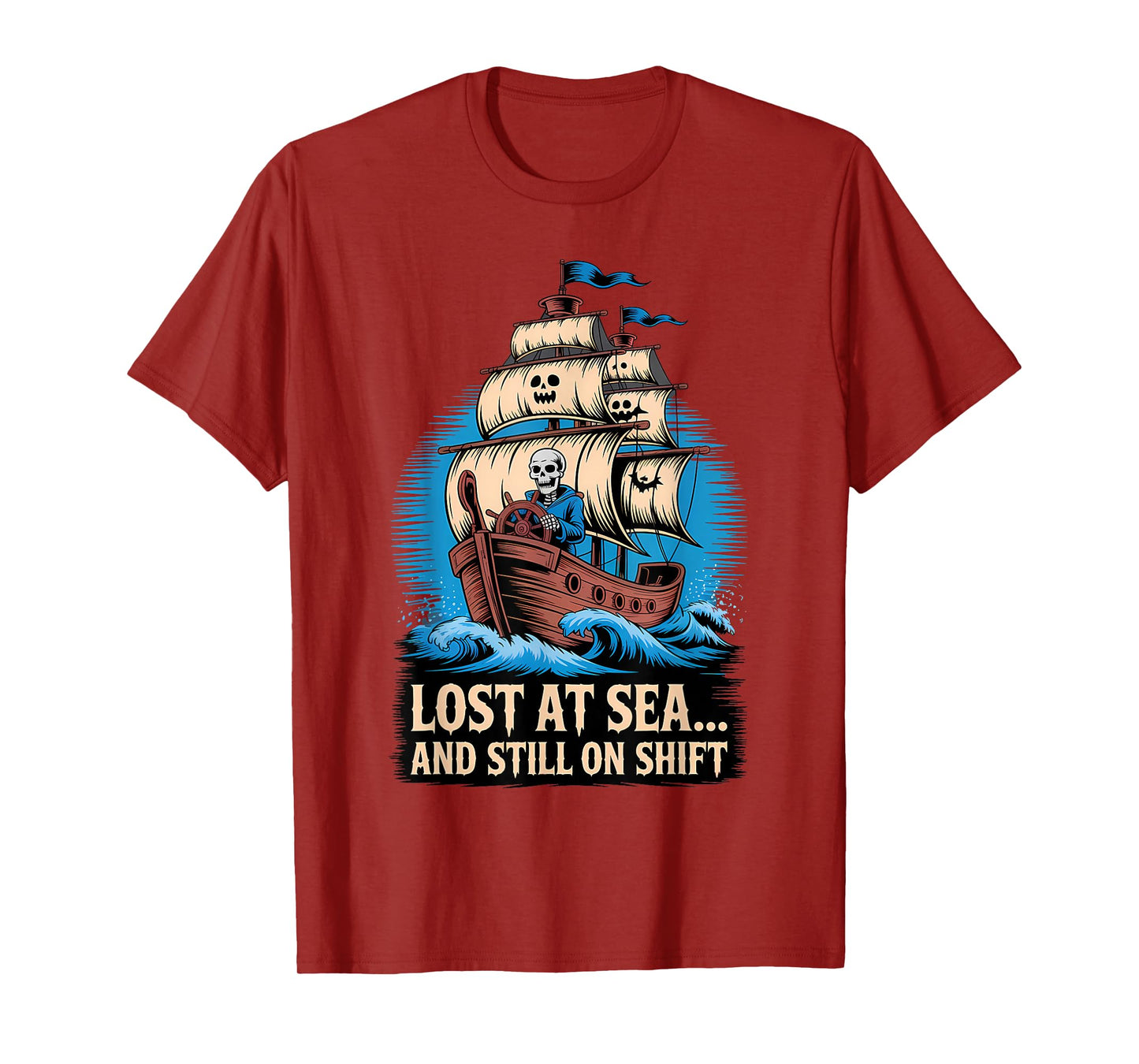 Skeleton Sailor Halloween Funny Spooky Nautical T-Shirt