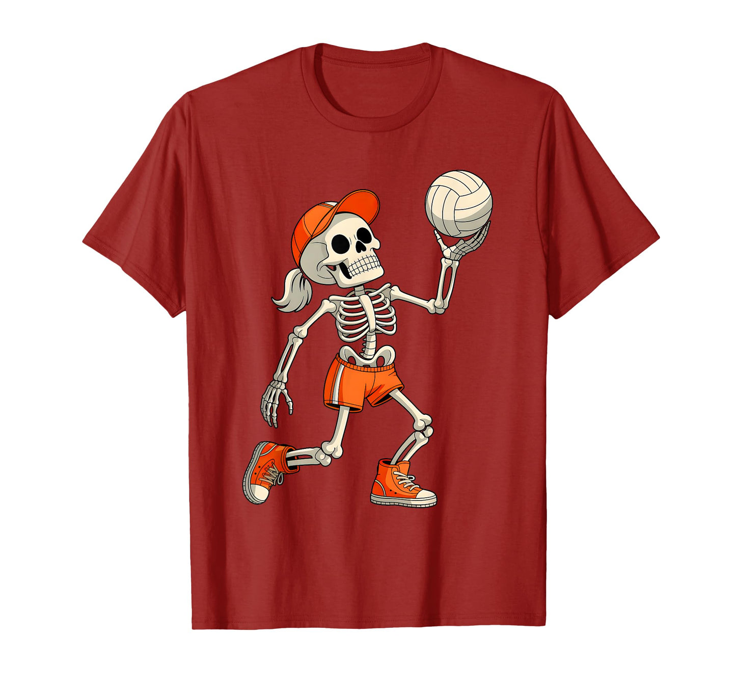 Funny Skeleton Play Volleyball Halloween Costume Boys Men T-Shirt