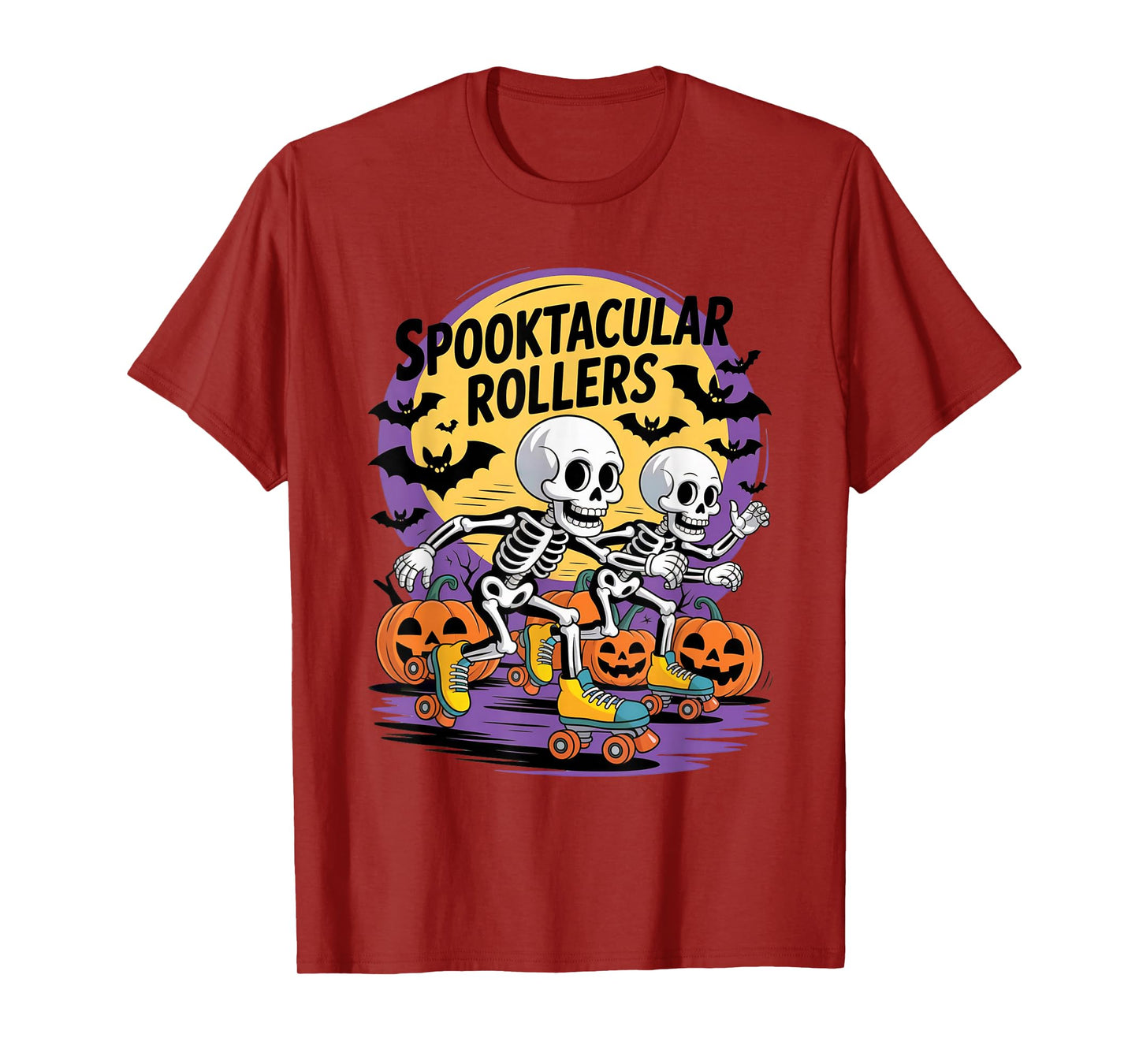 Spooktacular Skeleton Rollers Retro Halloween Skating Vibes T-Shirt