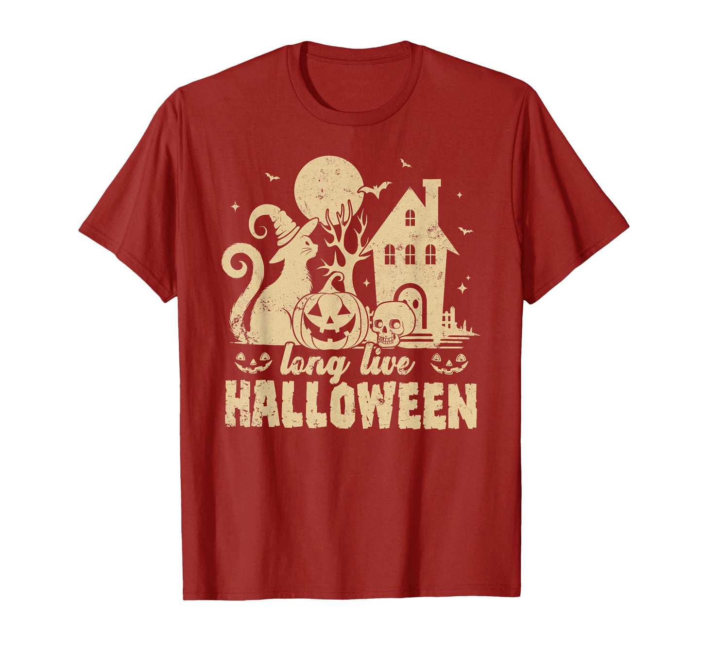 Long Live Halloween Scary Pumpkin Witch Black Cat Spooky T-Shirt