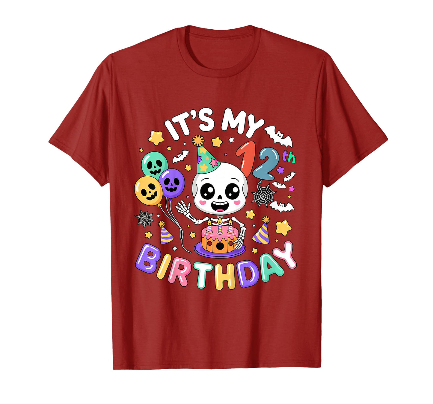 Its My 12th Birthday Skeleton Halloween Toddler Boy Girl T-Shirt