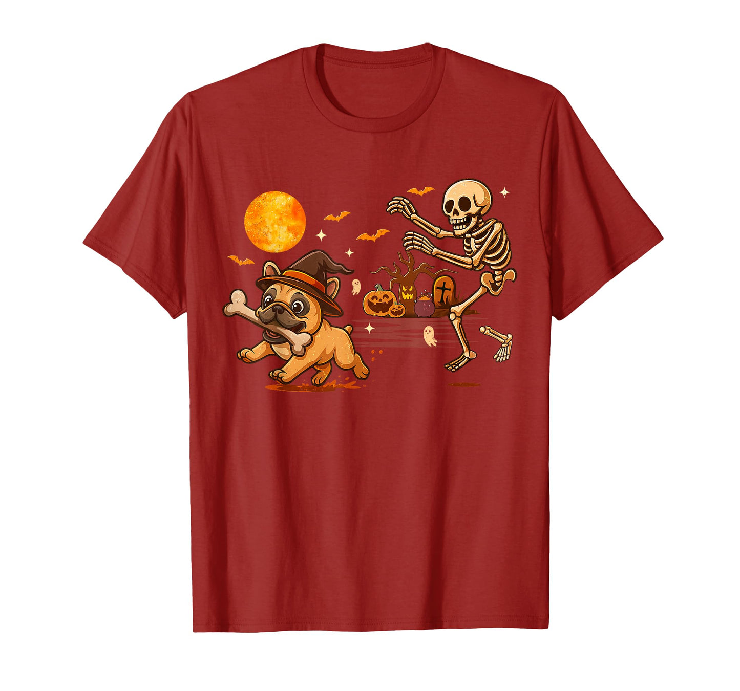Funny Halloween French Bulldog Skeleton Spooky Season T-Shirt