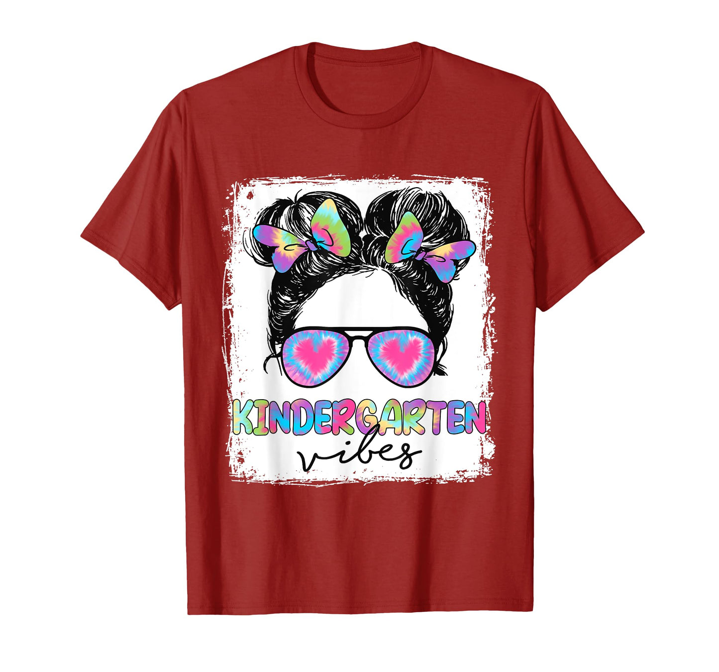 Kindergarten Vibes Messy Hair Bun Girl Back To School T-Shirt