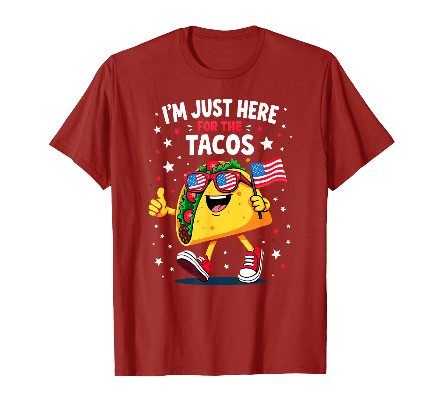 US Flag I'm Just Here for The Tacos Sunglasses T-Shirt