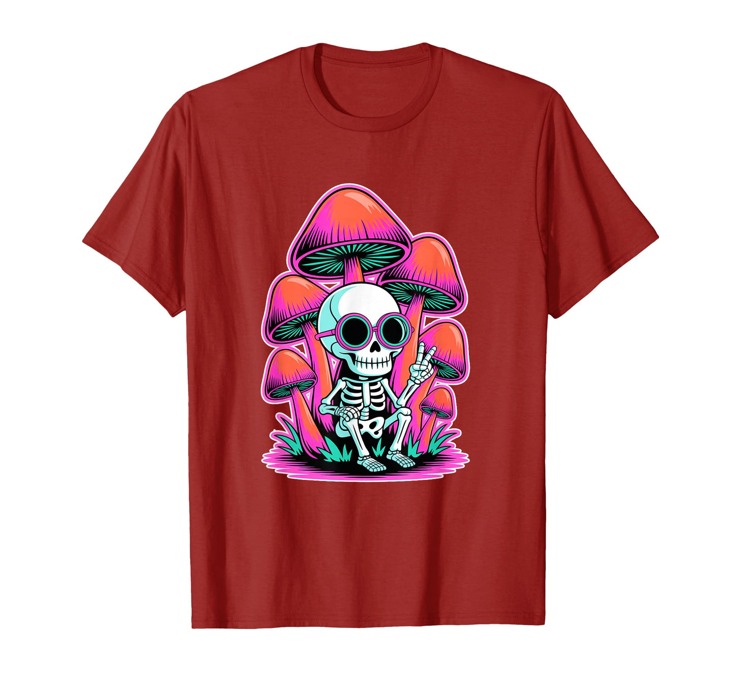 Funny Halloween Skeleton Hippie Peace T-Shirt