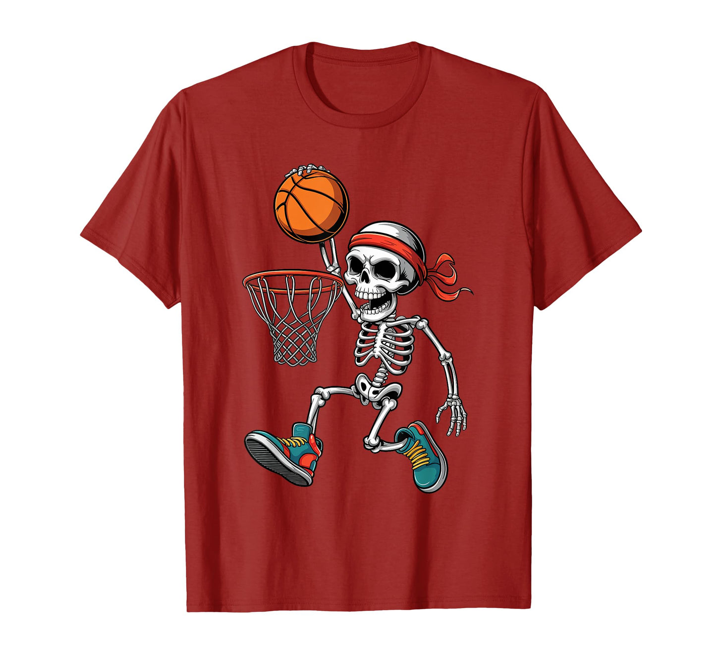 Funny Skeleton Playing Basketball Halloween Trick or Treat T-Shirt