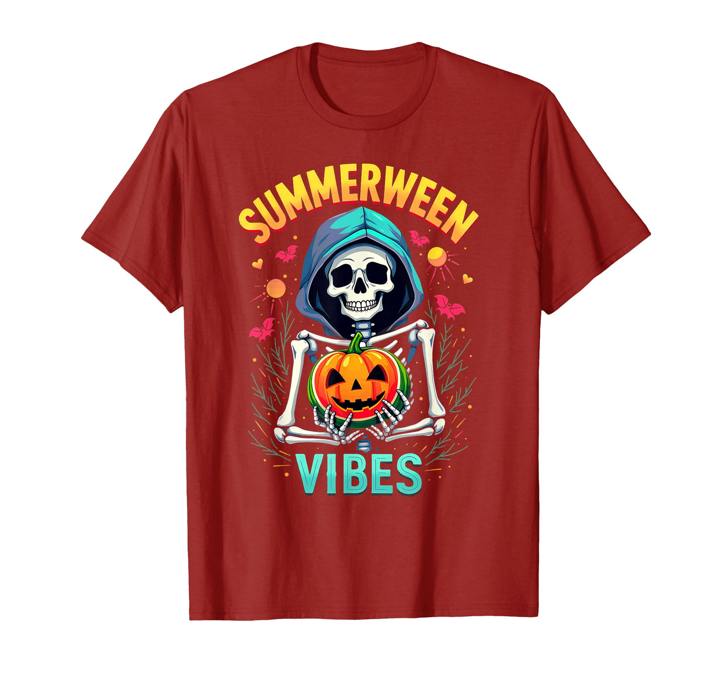 Ghost Skeleton Pumpkin Summerween Vibes T-Shirt