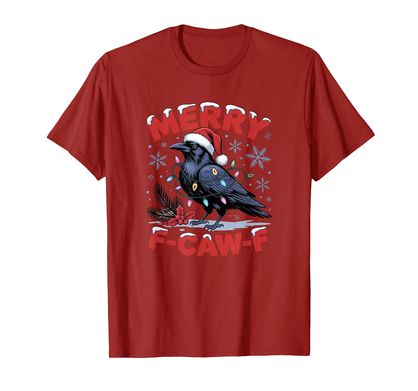 Quote Rooster Merry F-Caw-F Funny Chicken Humor Christmas T-Shirt