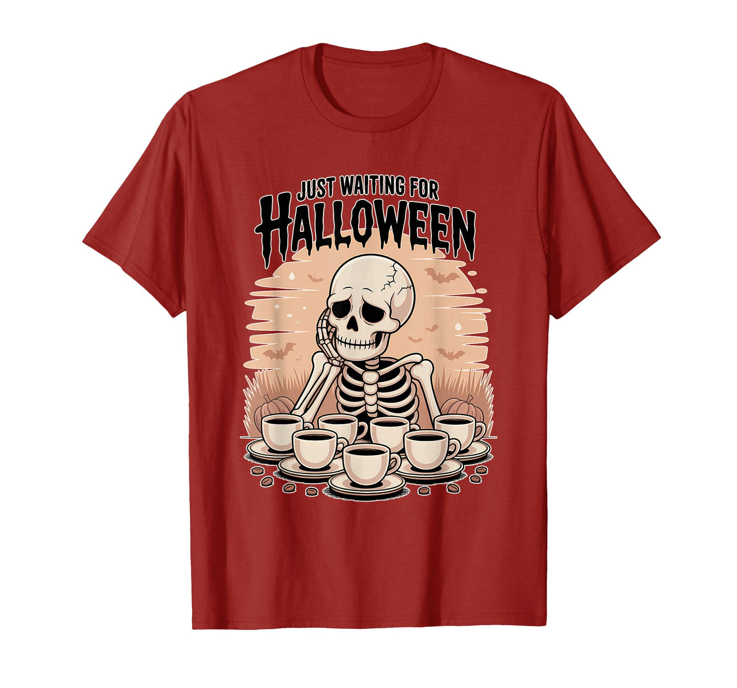 Just Waiting for Halloween Skeleton T-Shirt