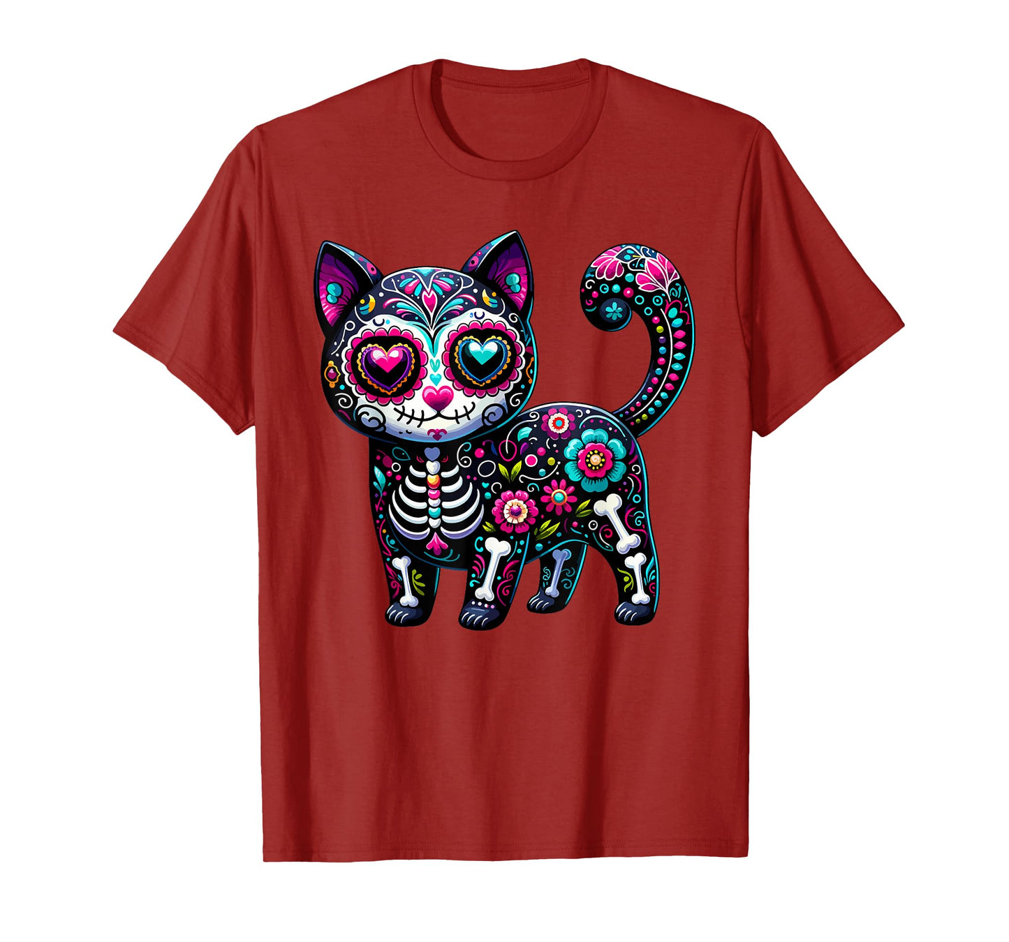 Dia De Los Muertos Cinco De Mayo Cat Sugar Skull Men Women T-Shirt