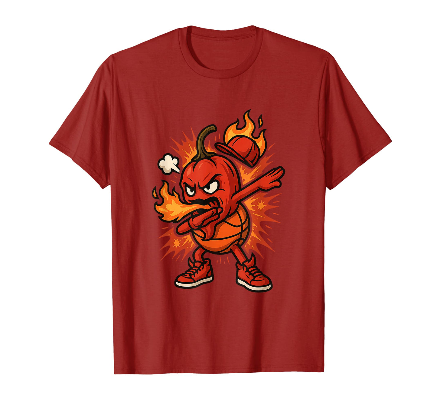 Funny Dabbing Basketball Drip Spicy Pepper Dab Meme Flame T-Shirt