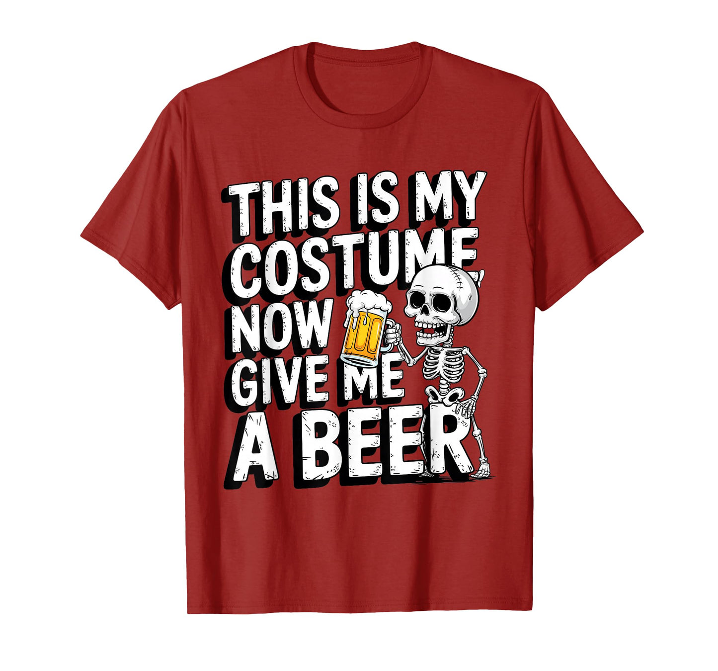 Funny Lazy Halloween Costume Men Skeleton Give Me A Beer T-Shirt