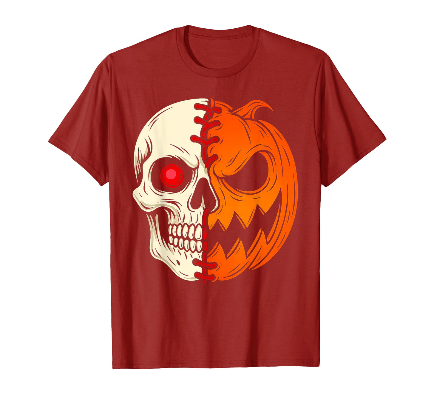 Halloween Baseball Player Pumpkin Skull Skeleton Spooky Kids T-Shirt