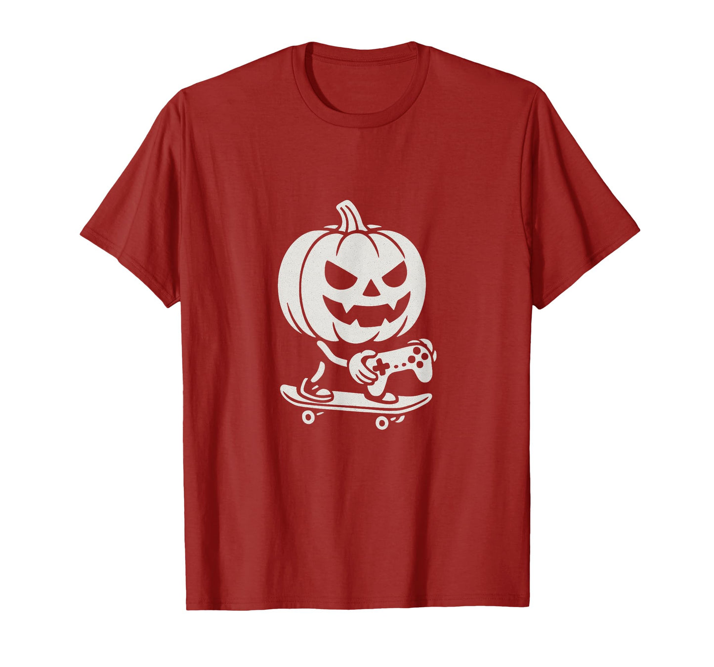 Pumpkin Gamer Skateboard Funny Halloween Costume T-Shirt