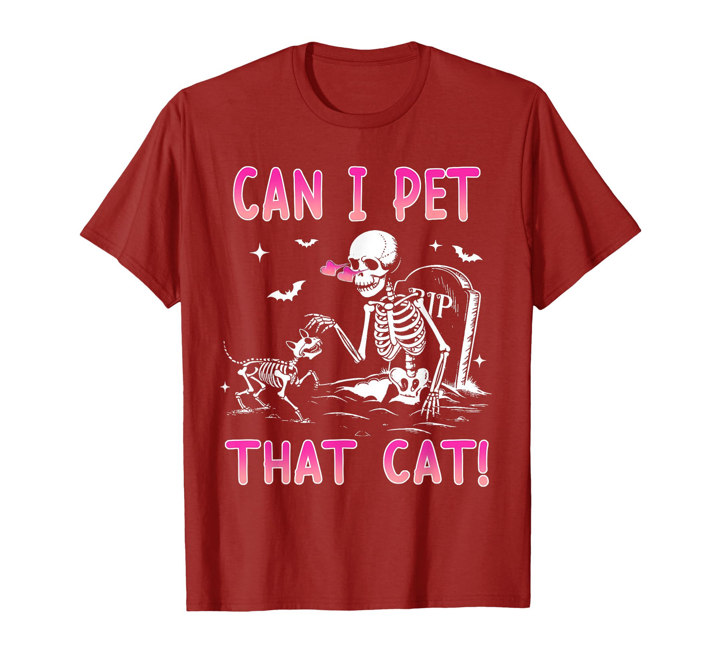 Skeleton Can I Pet That Cat Halloween Cat Mom Cat Lover T-Shirt