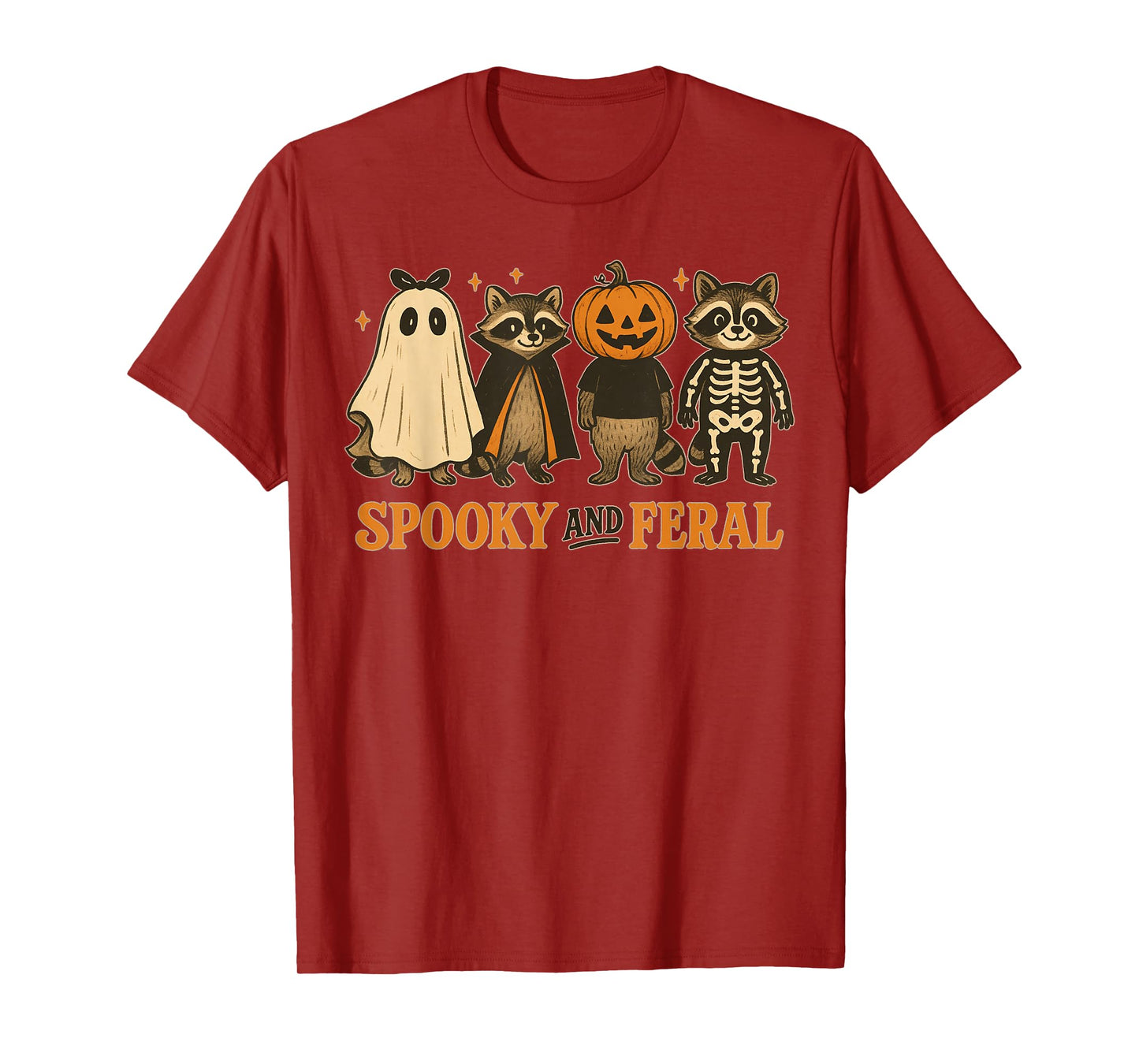 Cute Halloween Raccoon Spooky and Feral T-Shirt