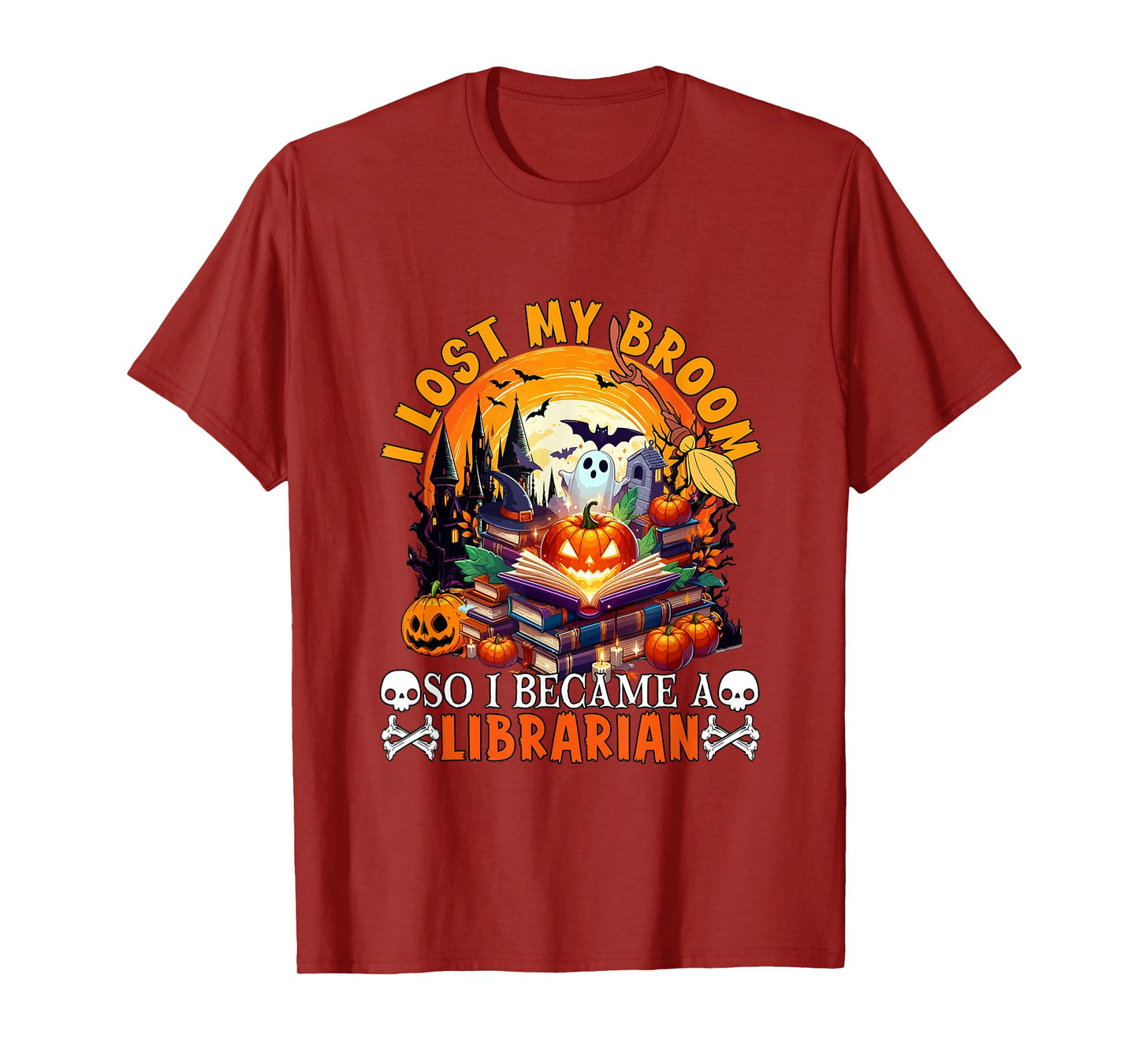 Lost Broom So I Became A Librarian Halloween Witch Lover T-Shirt