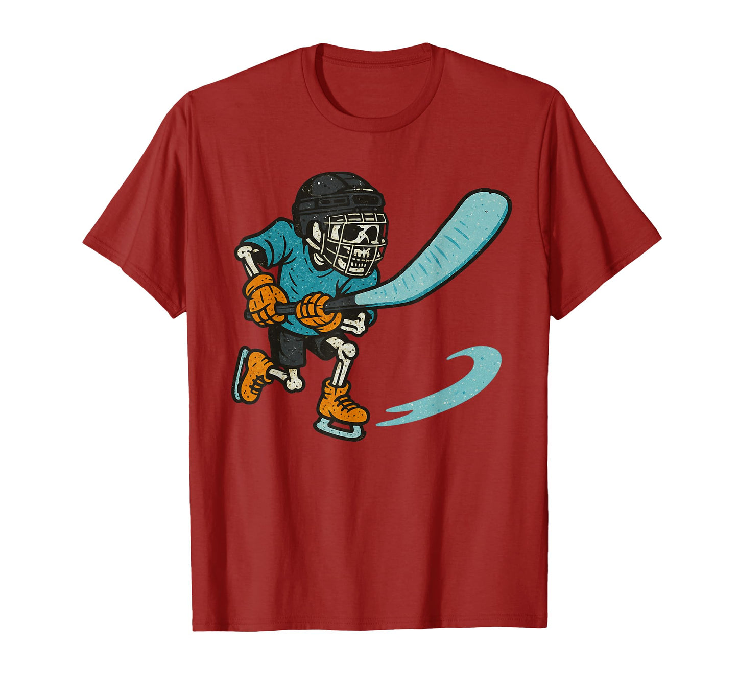 Vintage Halloween Skeleton Ice Hockey Funny Spooky Costume T-Shirt