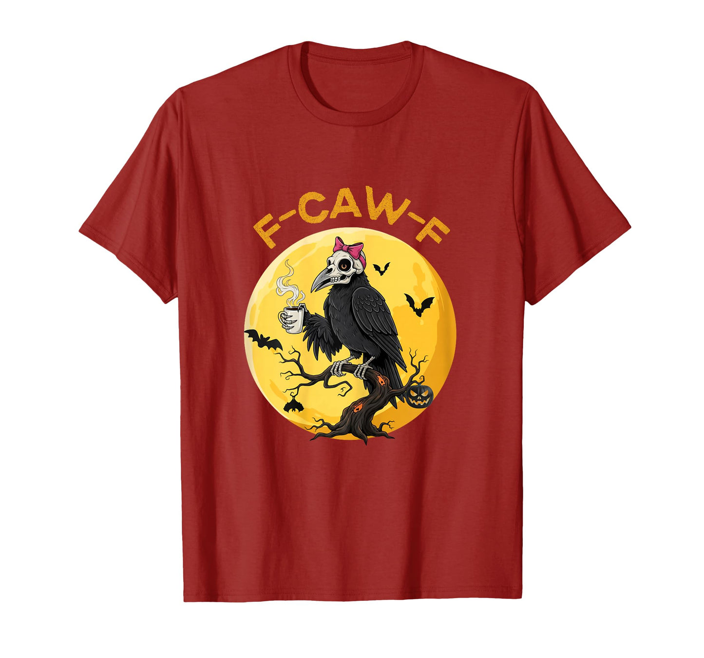 F-Caw-F Raven Mom Coffee Halloween Moon Spooky Crow Costume T-Shirt