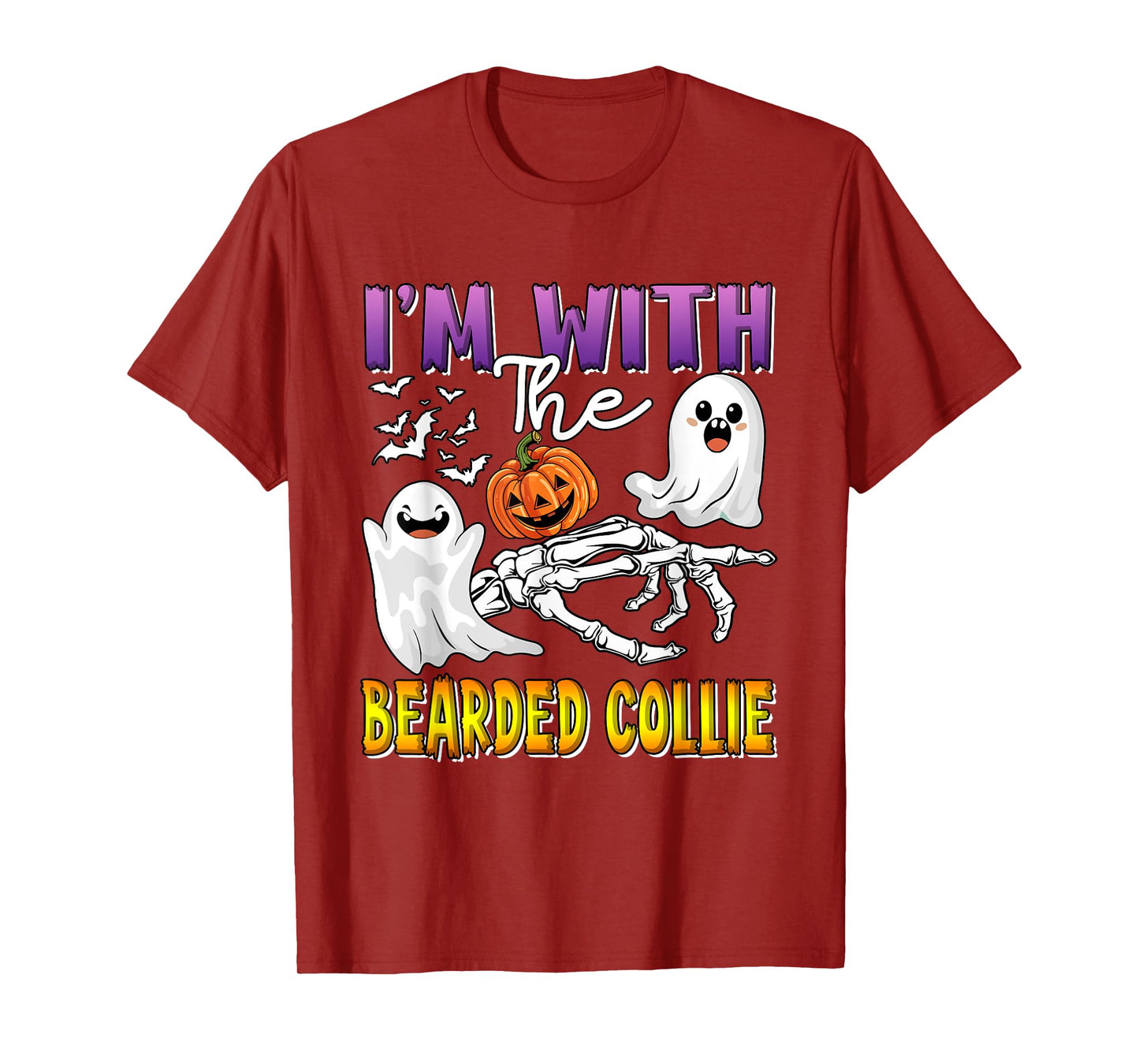 I'm with Bearded Collie Halloween Boo Funny Single Owner T-Shirt