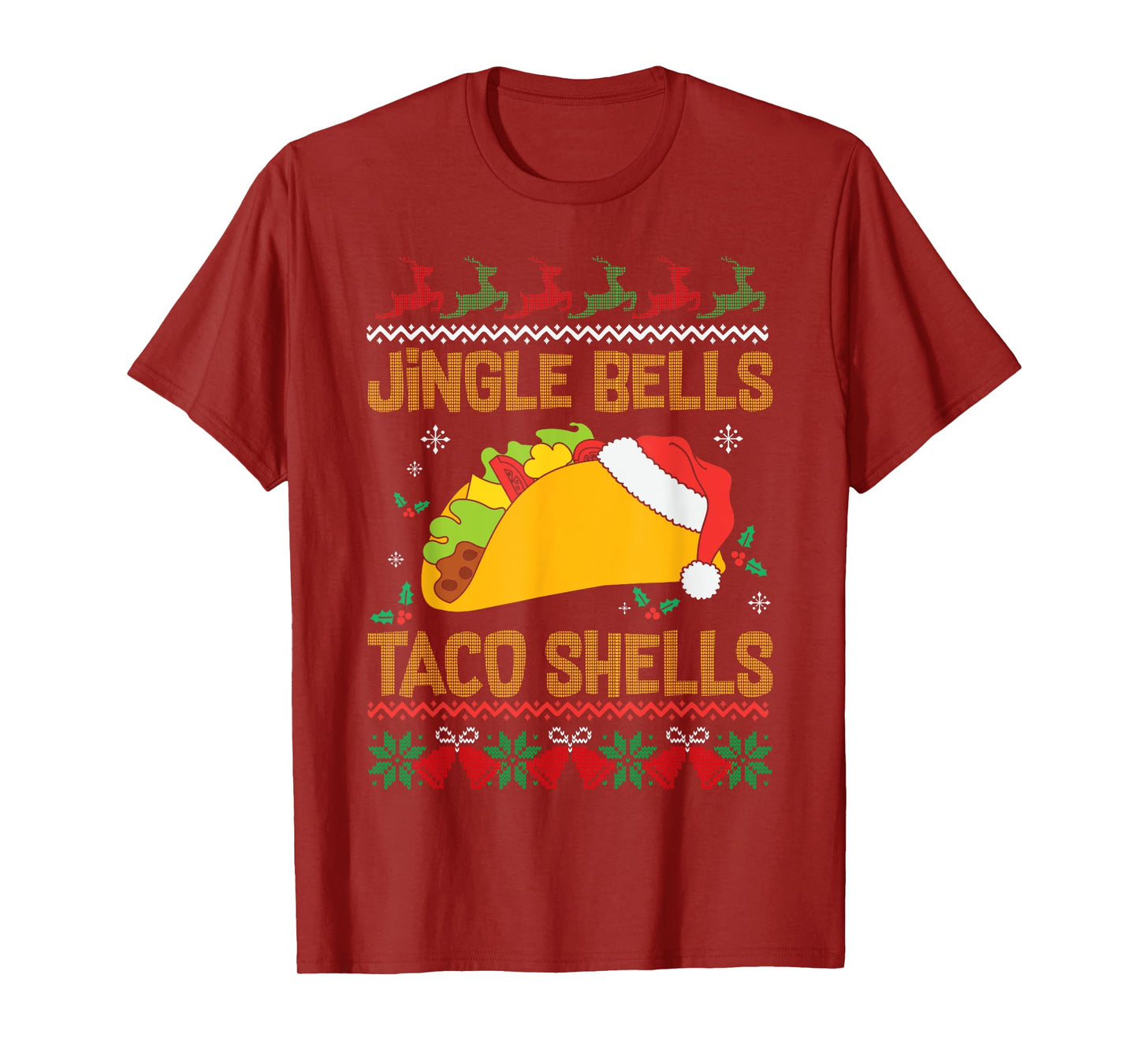 Ugly Christmas Fast Food Joke Jingle Bells Taco Shells T-Shirt