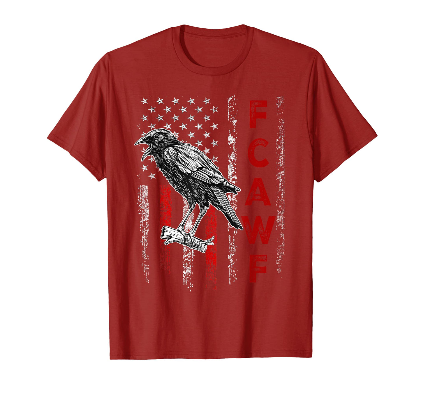 F-Caw-F Black Crow Black Bird Retro USA Flag Vintage F-Caw-F T-Shirt