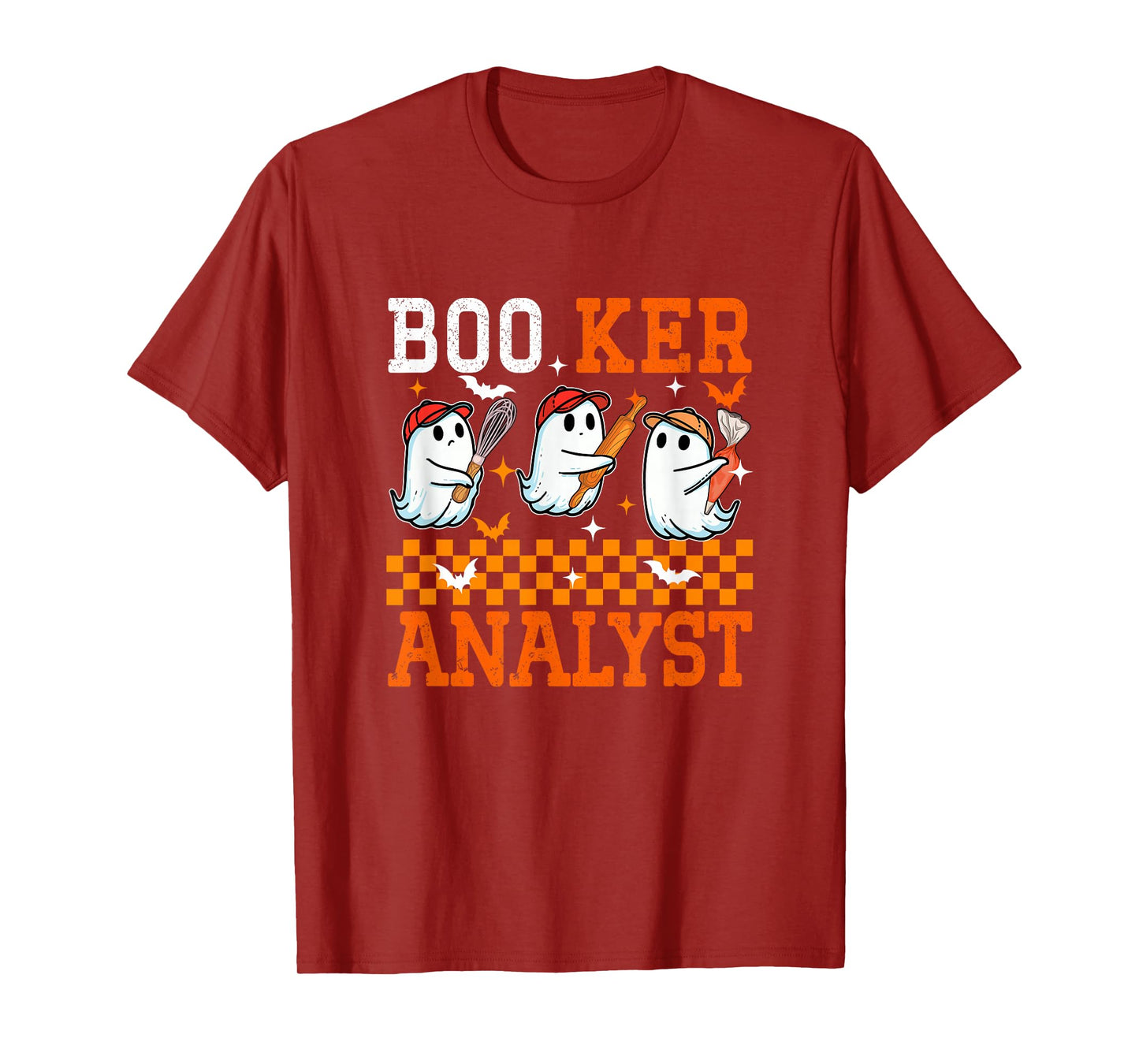 Boo Ker Analyst Halloween Baker Job Three Cute Boos Baking T-Shirt