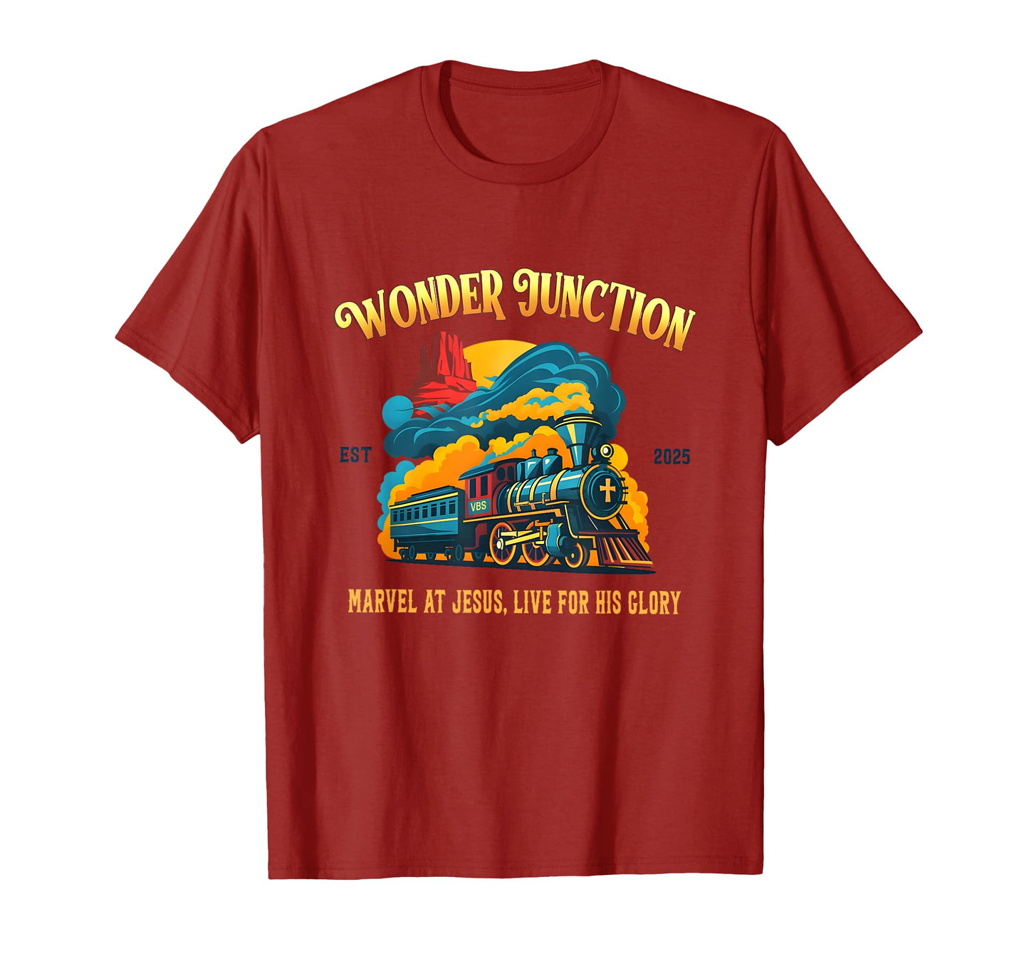 Christian Camp VBS 2025 Wonder His Glory Junction Train T-Shirt