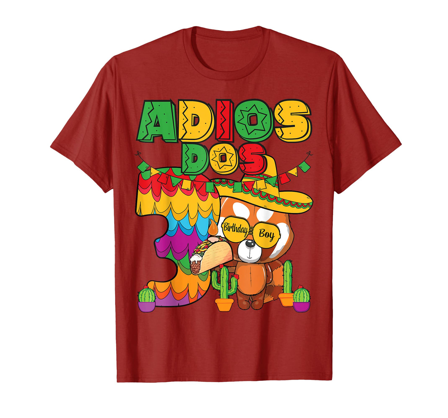 Adios Dos 3 Year Old Boys Birthday Mexican Fiesta Theme T-Shirt