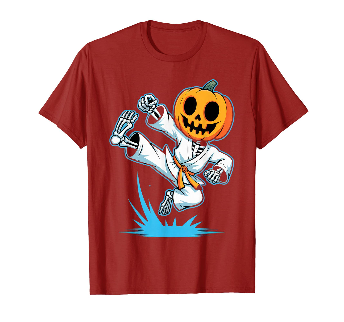 Karate Pumpkin Skeleton Kids Halloween Costume Fall Fun T-Shirt