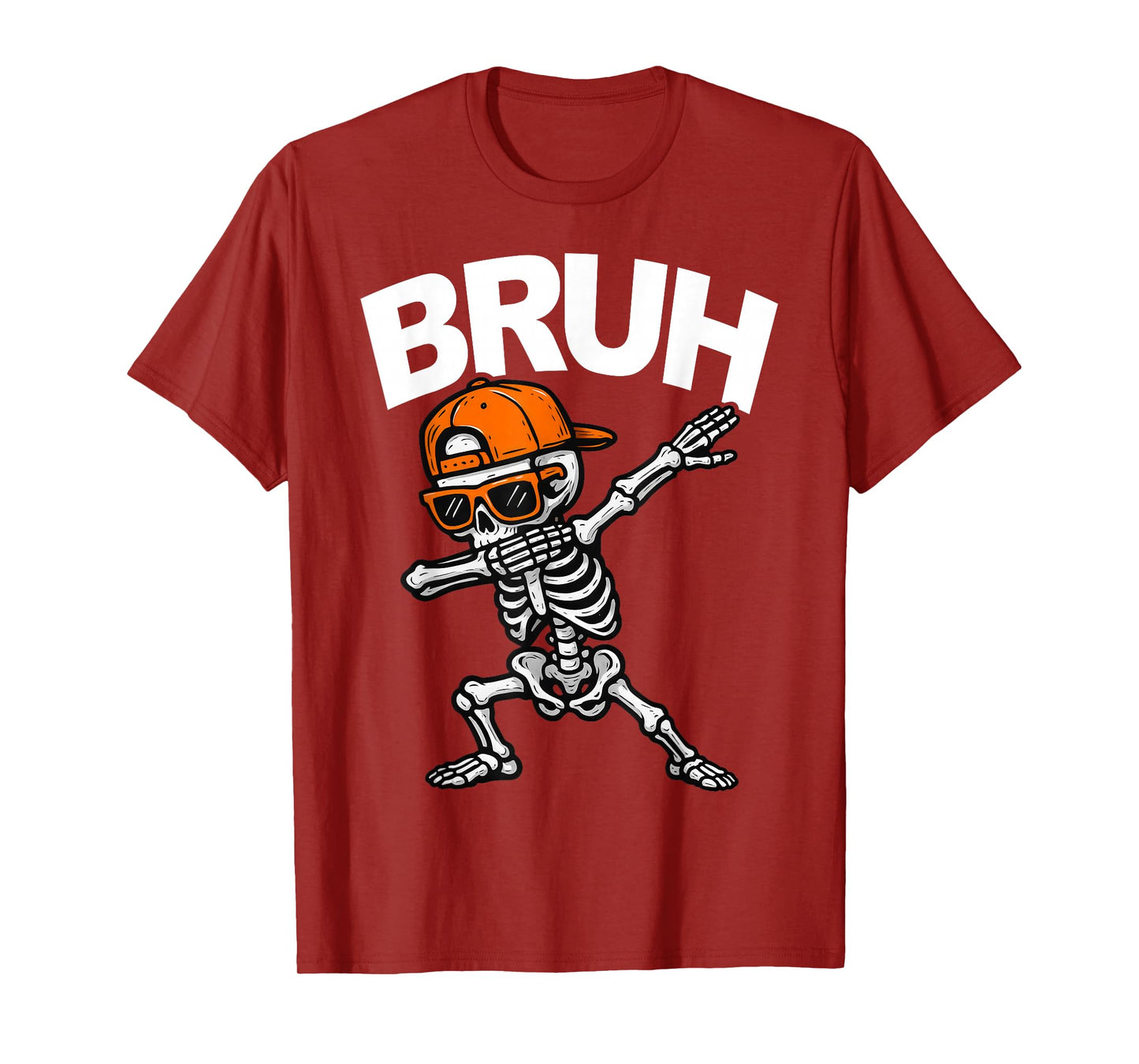 Dabbing Skeleton Bruh Halloween Dab Trick Or Treat Boys Kids T-Shirt
