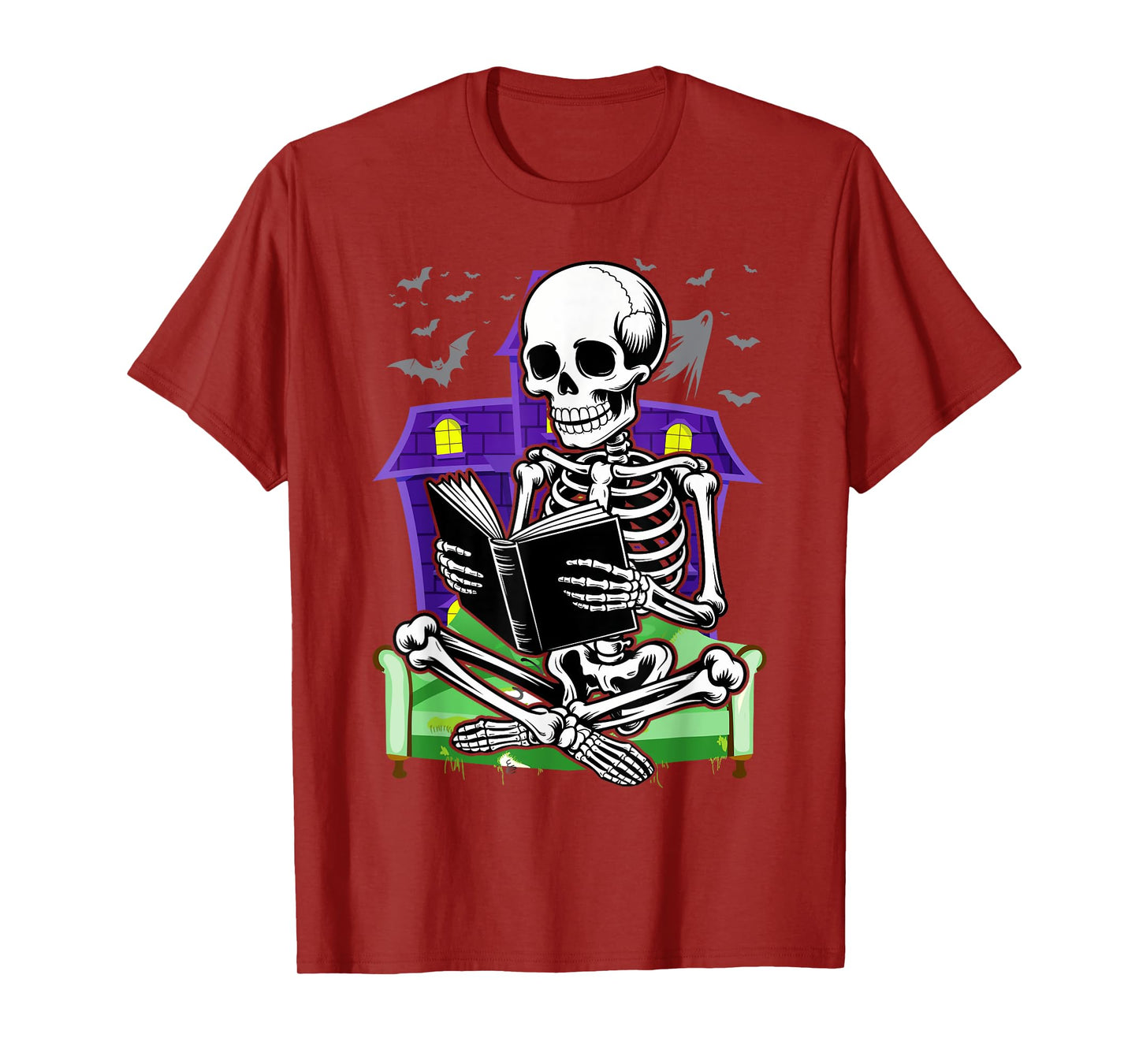 Skeleton Reading Book Lovers Bookworms Readers Halloween T-Shirt