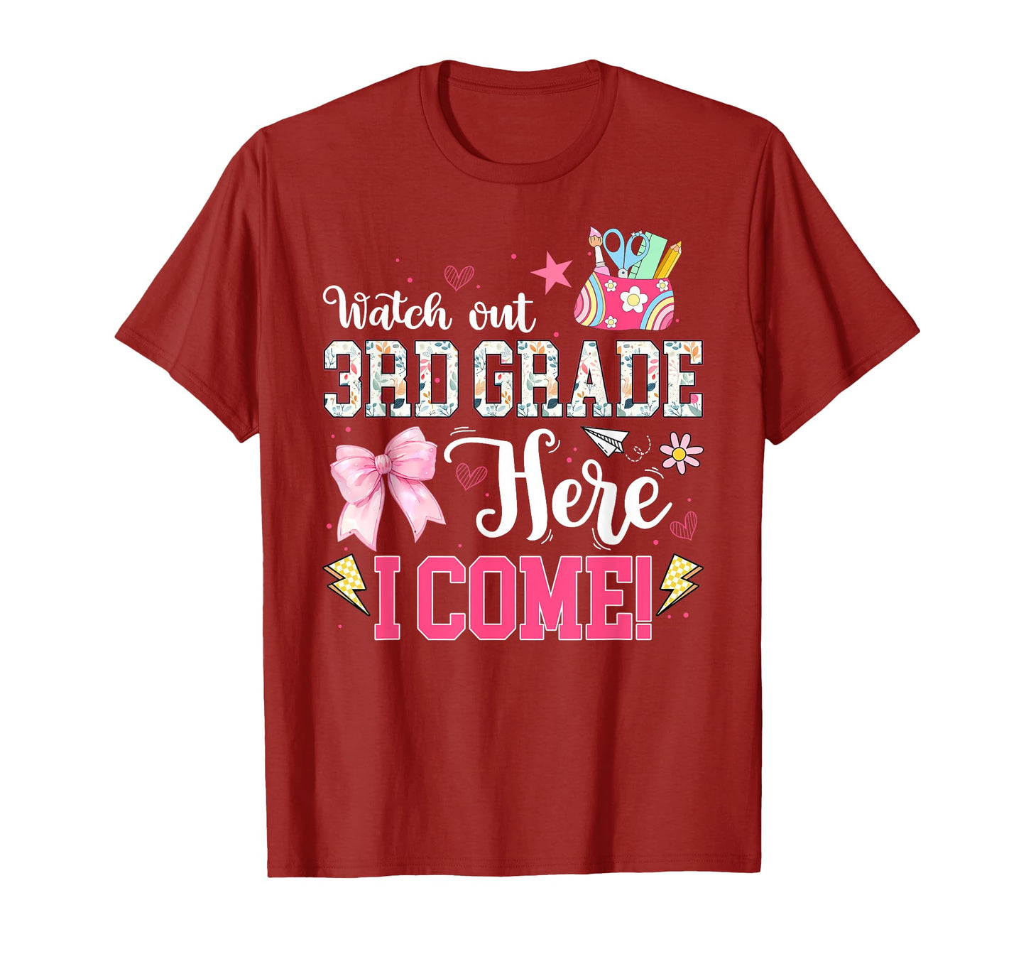 Watch Out Third Grade Here I Come Back To School 2025 T-Shirt