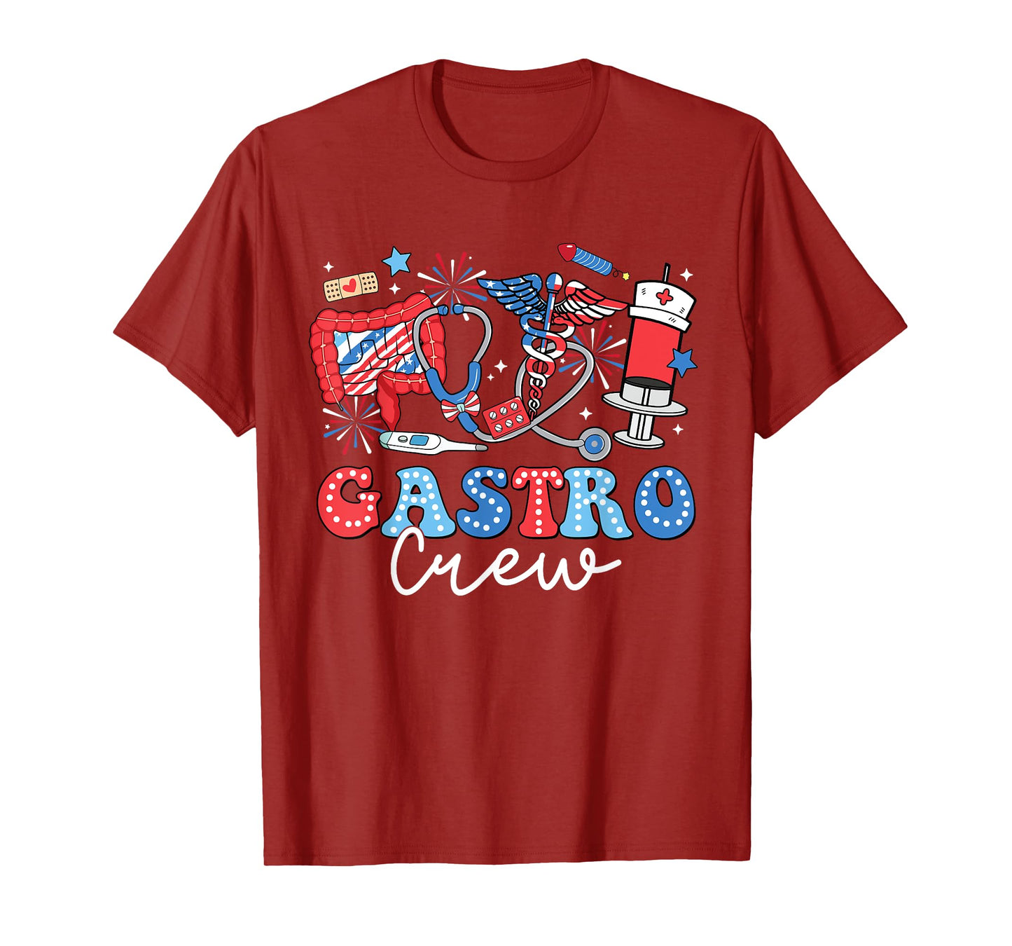 Groovy Gastro Crew Gastro Nurse USA Flag 4th Of July T-Shirt for Women Men