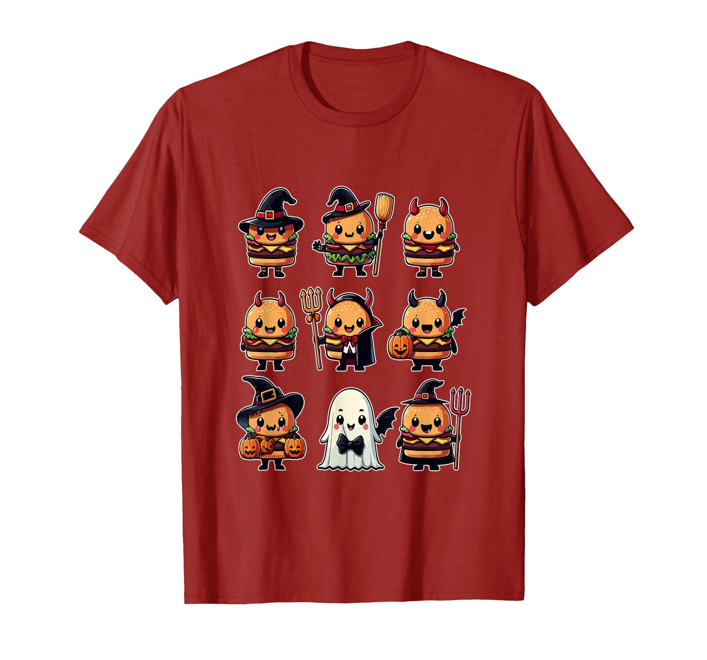 Group Hamburgers Cosplay Witch Boo Ghosts Halloween Food T-Shirt