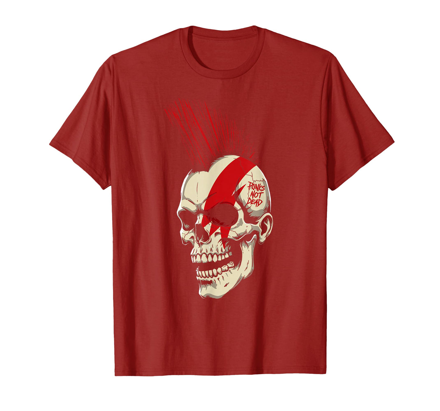 Skull Punk Mohawk Rock Metal Skeleton Musician Concert T-Shirt