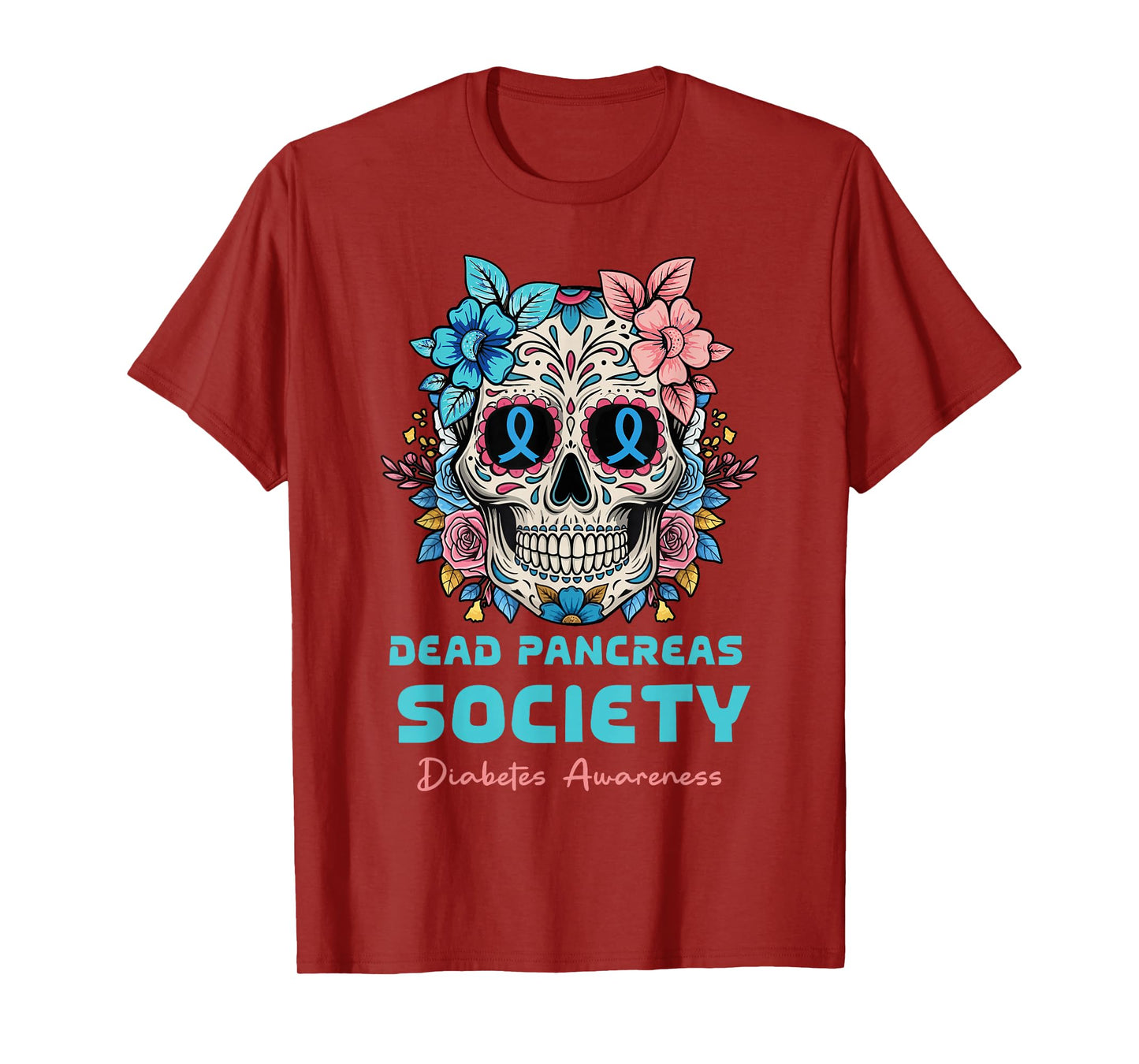 Dead Pancreas Society Floral Sugarskull Dia De Los Muertos T-Shirt