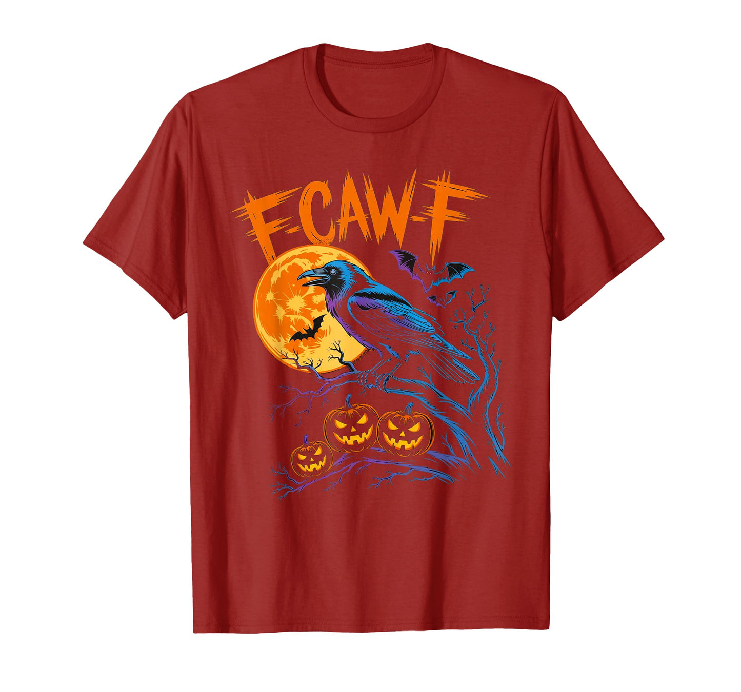 F-Caw-F Funny Raven Black Crow Spooky Season Halloween Retro T-Shirt