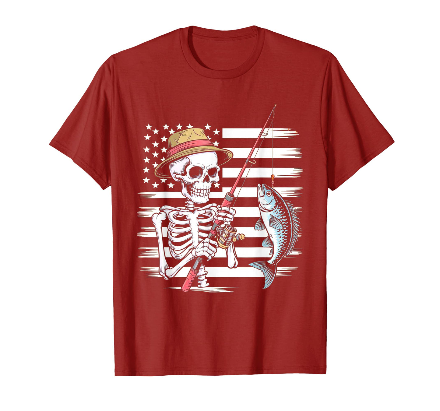 Skeleton Fishing Halloween Costume Funny Fishing T-Shirt