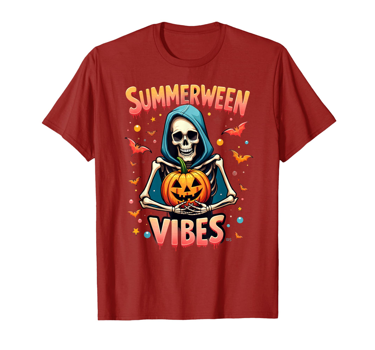 Ghost Skeleton Pumpkin Summerween Vibes T-Shirt