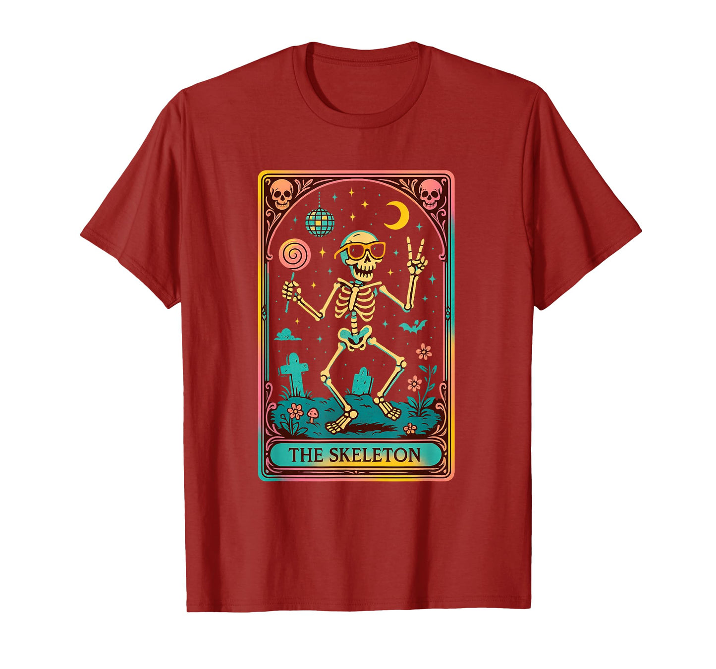 The Skeleton Tarot Card Retro Halloween Witchy Goth T-Shirt