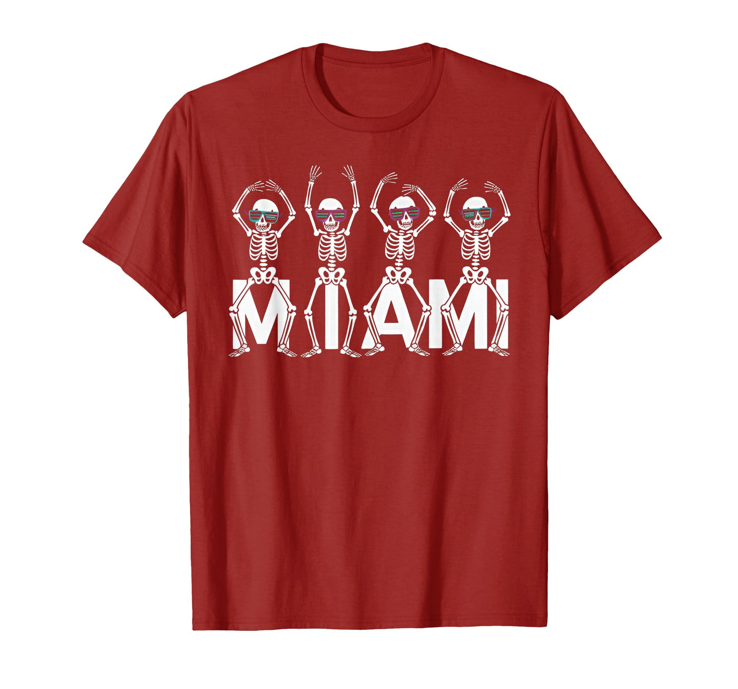 Funny Miami Skeleton Retro Vibes Graphic Apparel T-Shirt