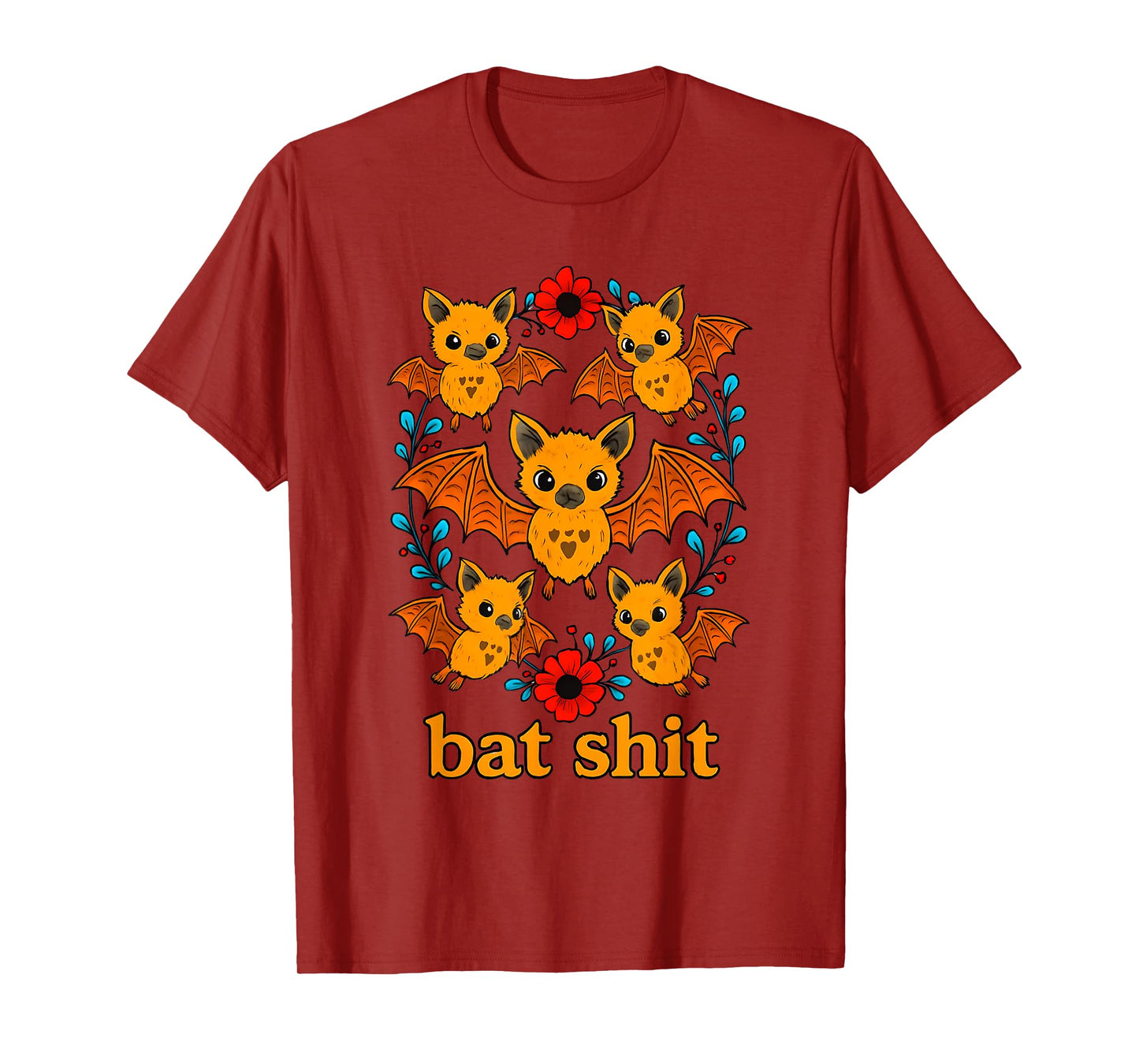 Bat Shit Halloween Bat Lover Flower Bat Spooky Festival T-Shirt