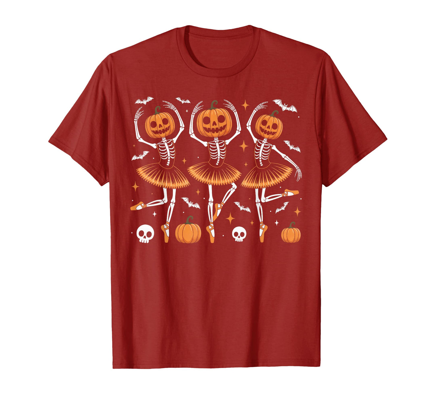 Ballet Pumpkin Skeleton Scary Halloween Men Women Girl T-Shirt