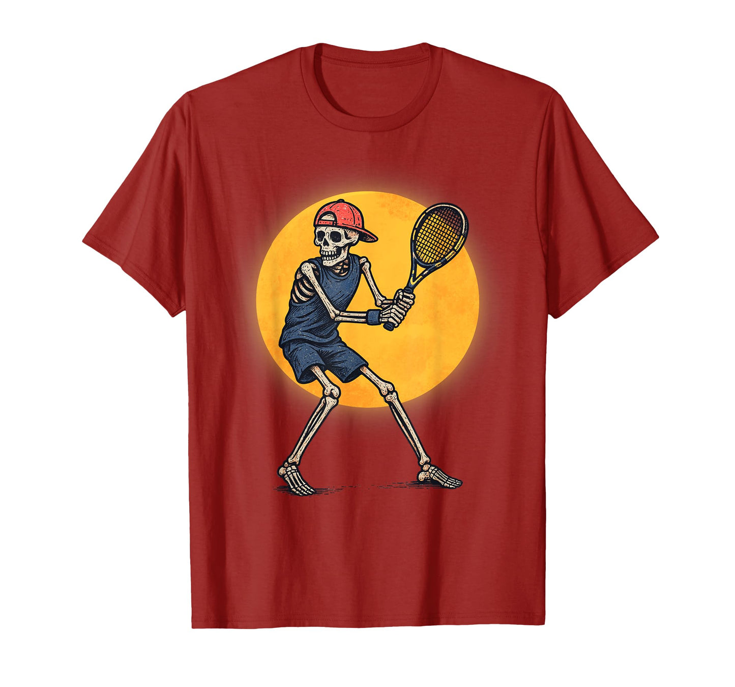Vintage Halloween Skeleton Tennis Funny Spooky Costume T-Shirt