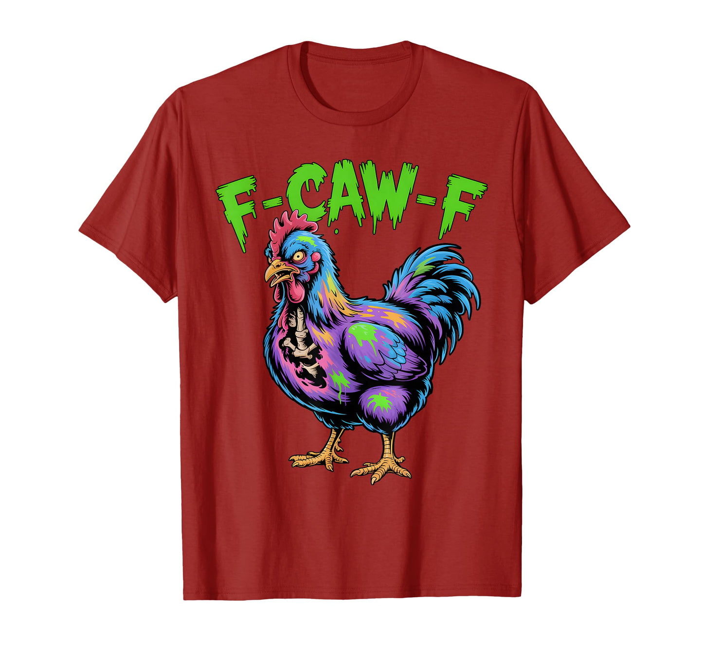 F-Caw-F Zombie Chicken Funny Halloween Scary Poultry Vibes T-Shirt