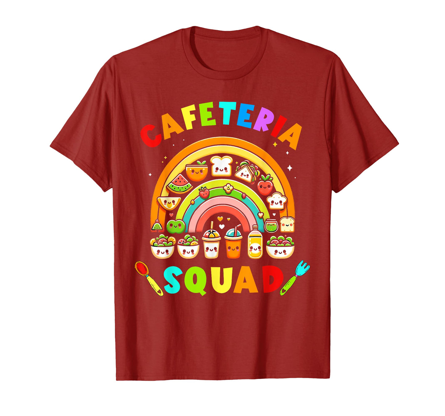 Cute Lunch Lady Crew of Food Service Rainbow Cafeteria Squad T-Shirt